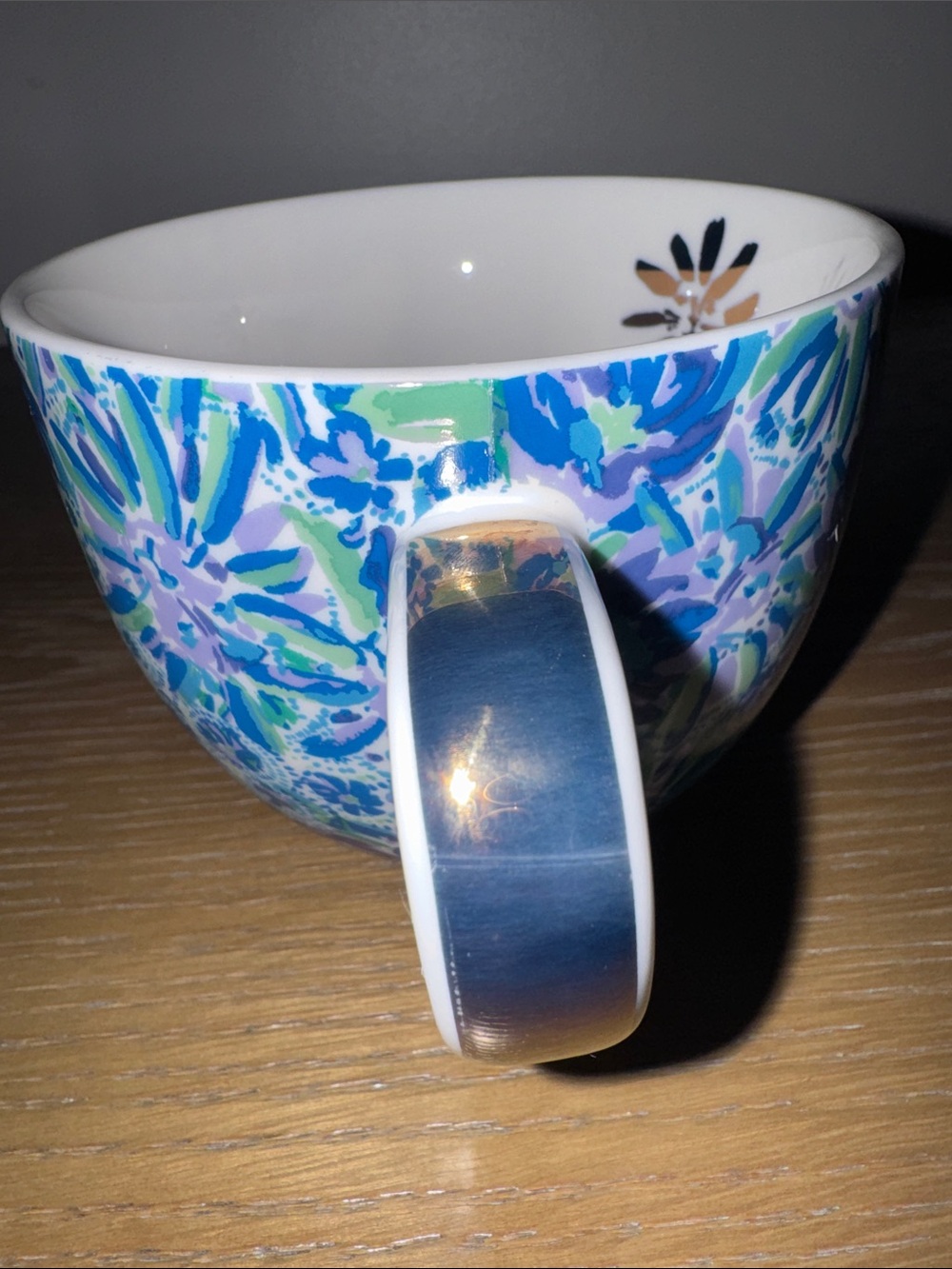 Lilly Pulitzer Blue Purple Floral Cat Mug Coffee Tea Hot Cocoa  EUC - Picture 3 of 7